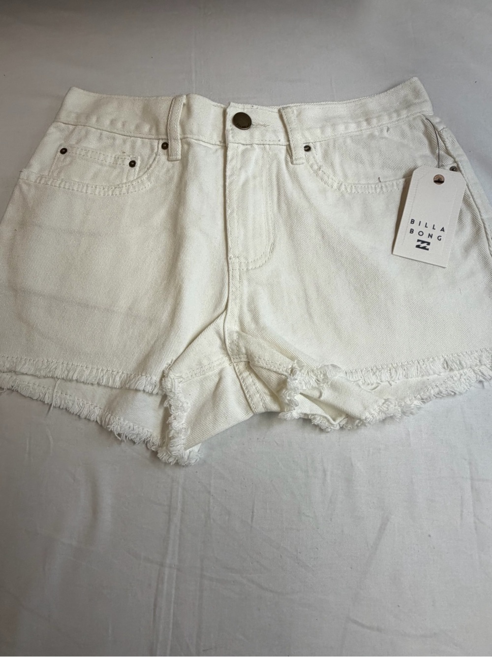 Billabong White Denim Frayed Hem Women's Shorts